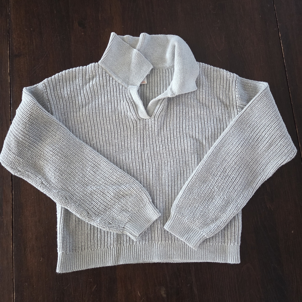 Kids Light Gray Cowl Neck Sweater